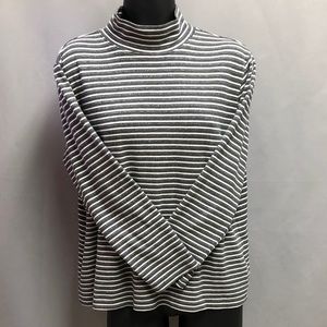 Laura Scott Striped Mock Neck Shirt XL